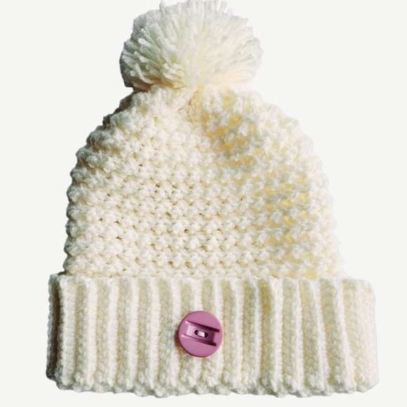 Handmade Cochet Wool Scarf and Hat Set NWOT Scarf and Beanie Set Color Ivory - Picture 3 of 5